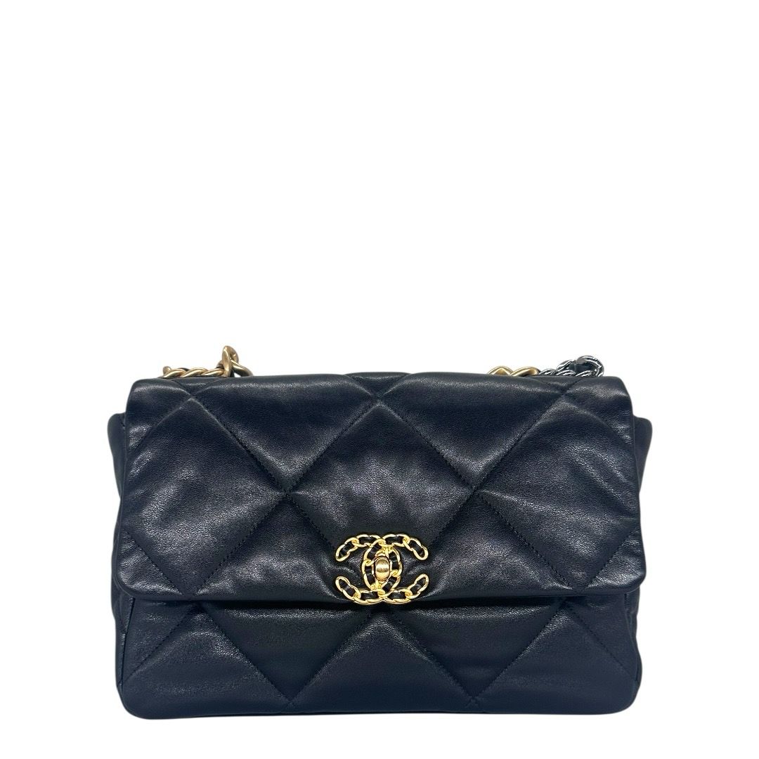 Chanel Goatskin Quilted Large Chanel 19 Flap