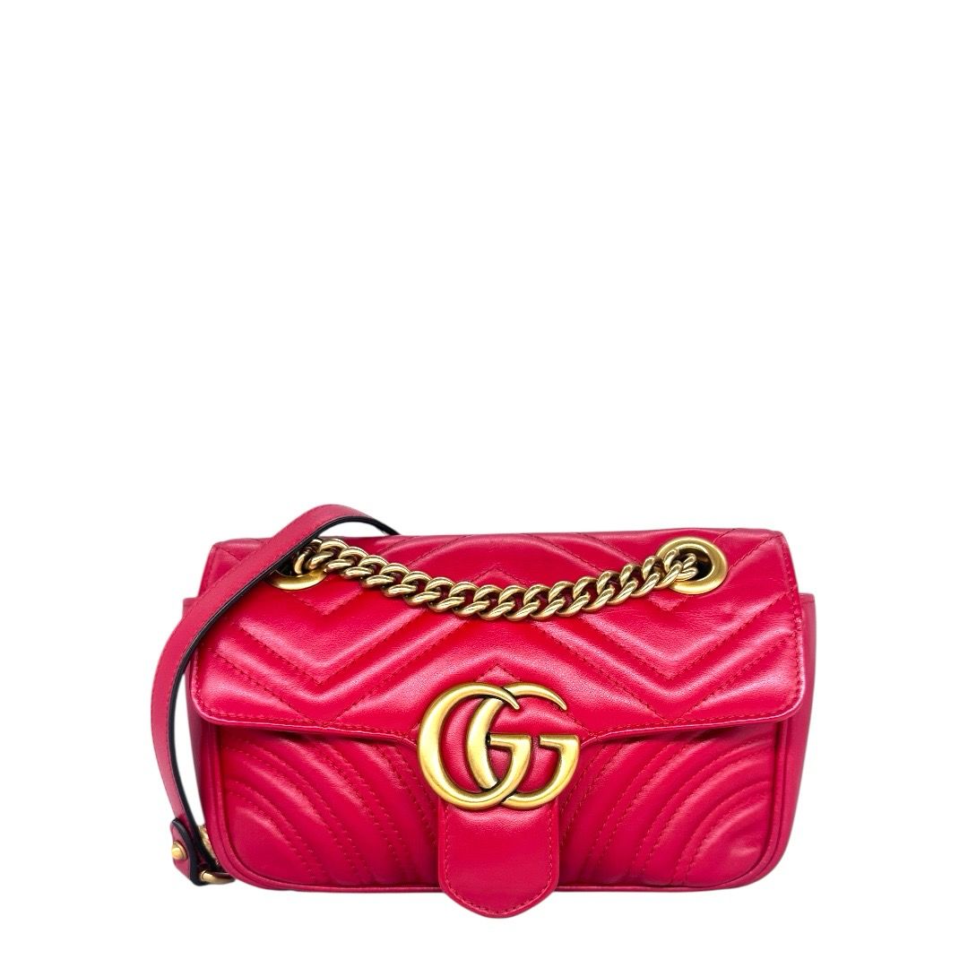 Gucci Calfskin Matelasse Small Red GG Marmont