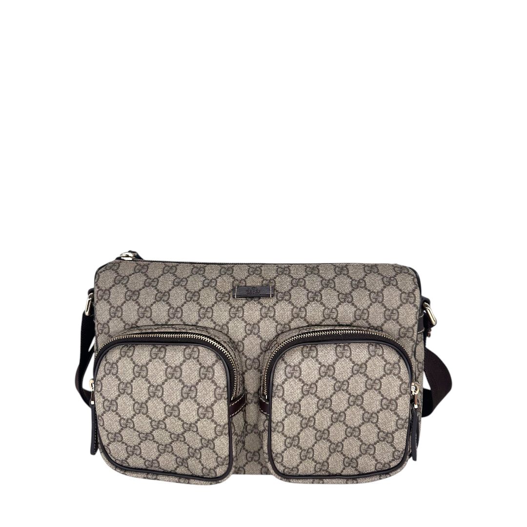 Gucci GG Supreme Double Pocket Messenger Bag