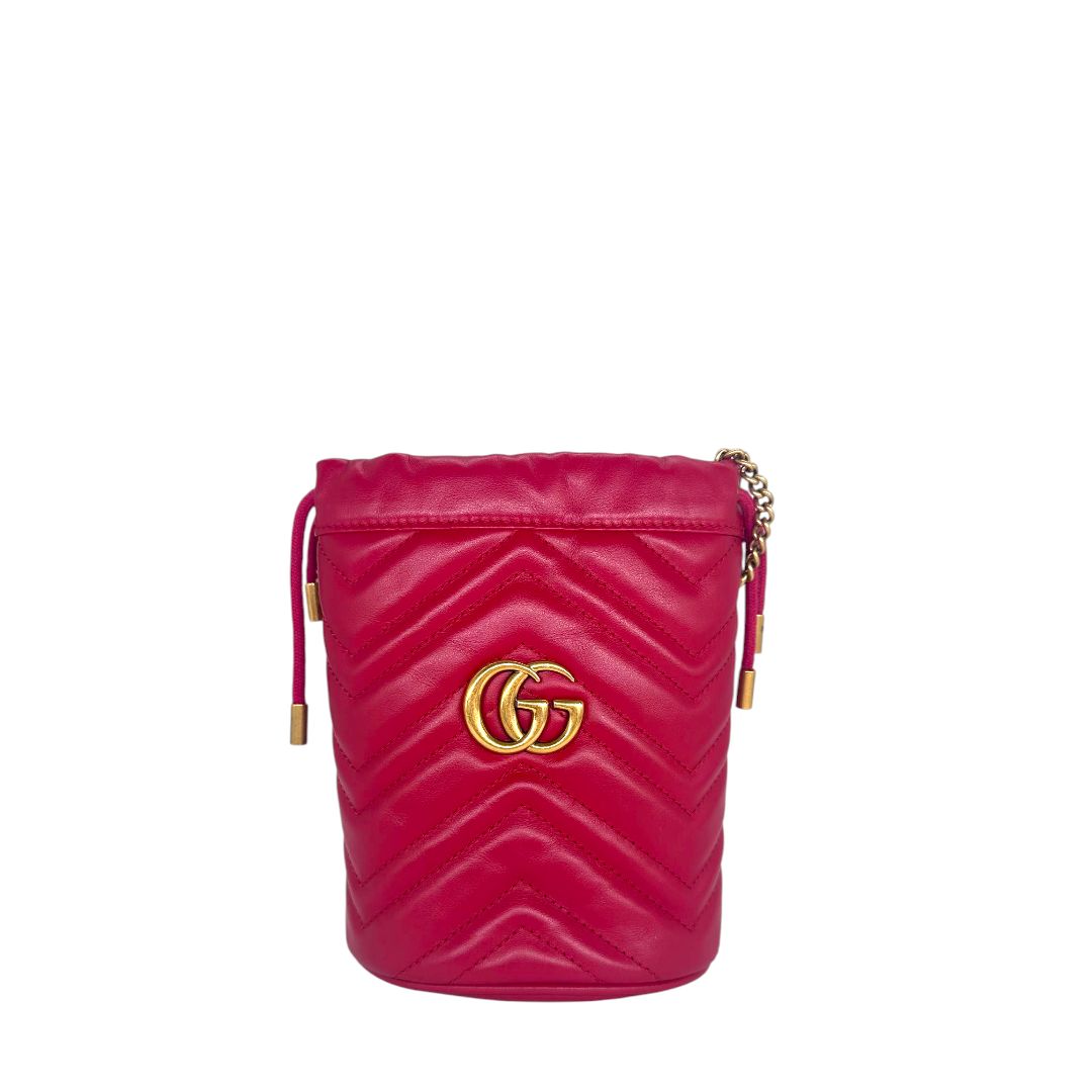 Gucci Calfskin Matelasse Mini GG Marmont 2.0 Bucket Bag