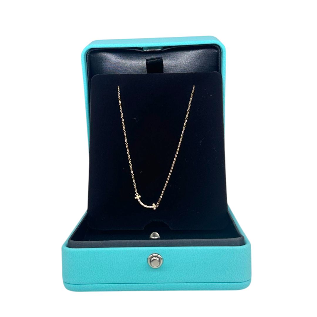 Tiffany &amp; Co. T Smile Mini Diamond Necklace in 18k Yellow Gold