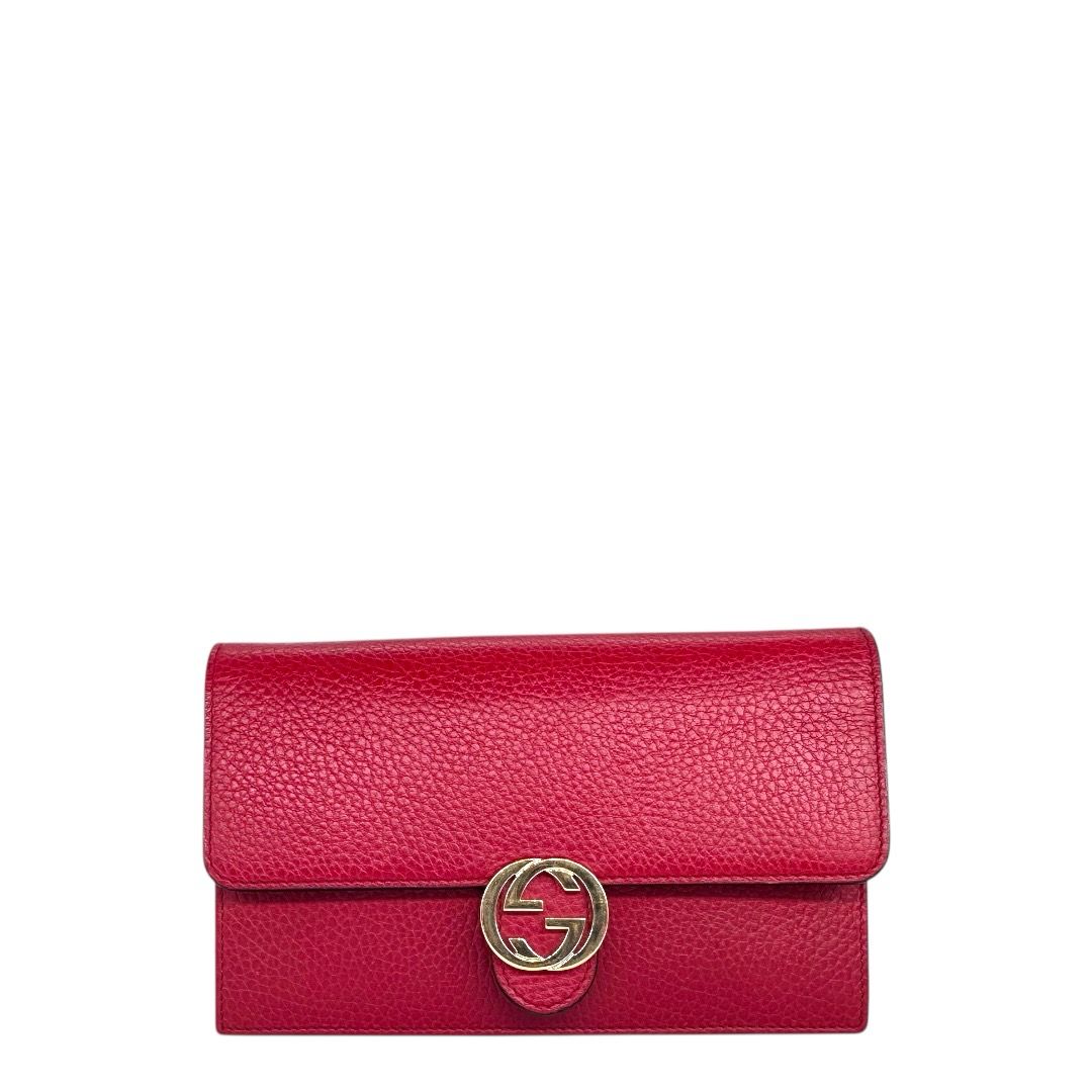 Gucci Red Dollar Calfskin Interlocking G WOC