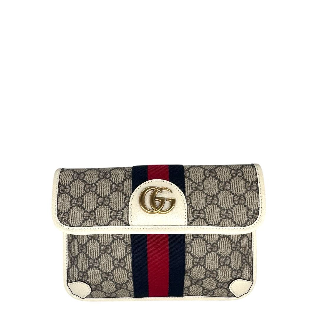 Gucci GG Supreme Monogram White Web Small Ophidia Belt Bag
