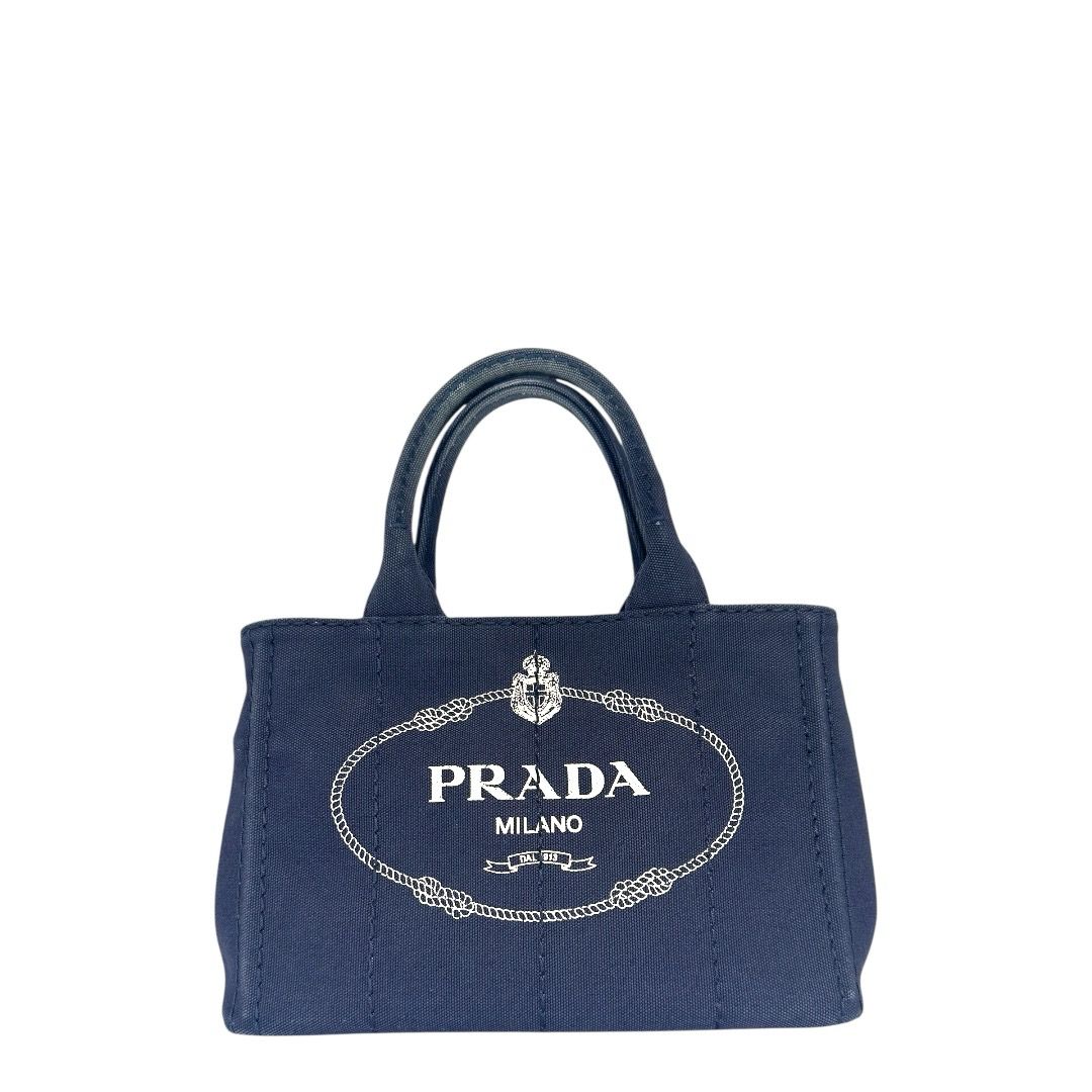 Prada Bleuette Canapa Small Logo Tote