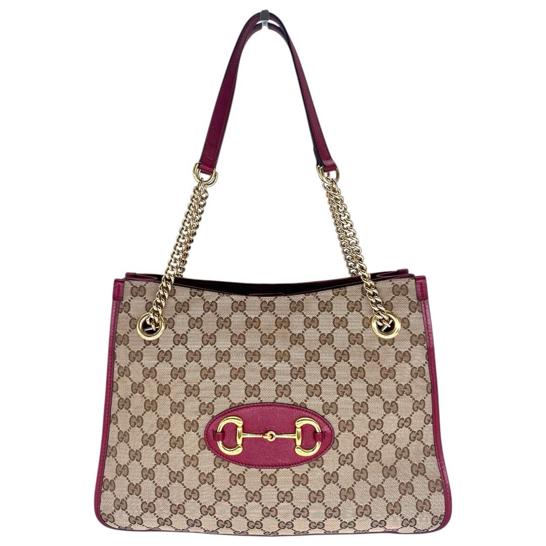 Gucci Monogram New Saki Calfskin Lux Medium Horsebit 1955 Tote