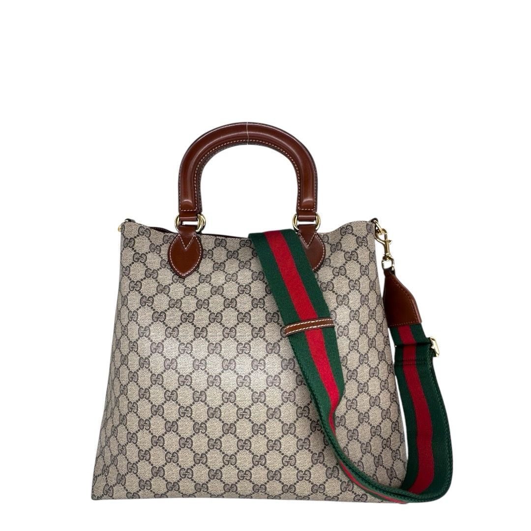 Gucci GG Supreme Monogram Web Medium 2-Way Tote
