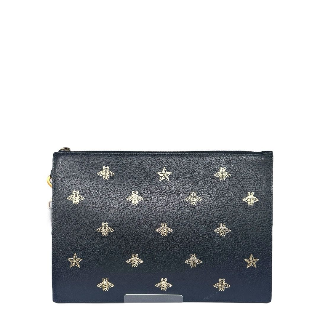 Gucci Bee Star Zip Wristlet Pouch