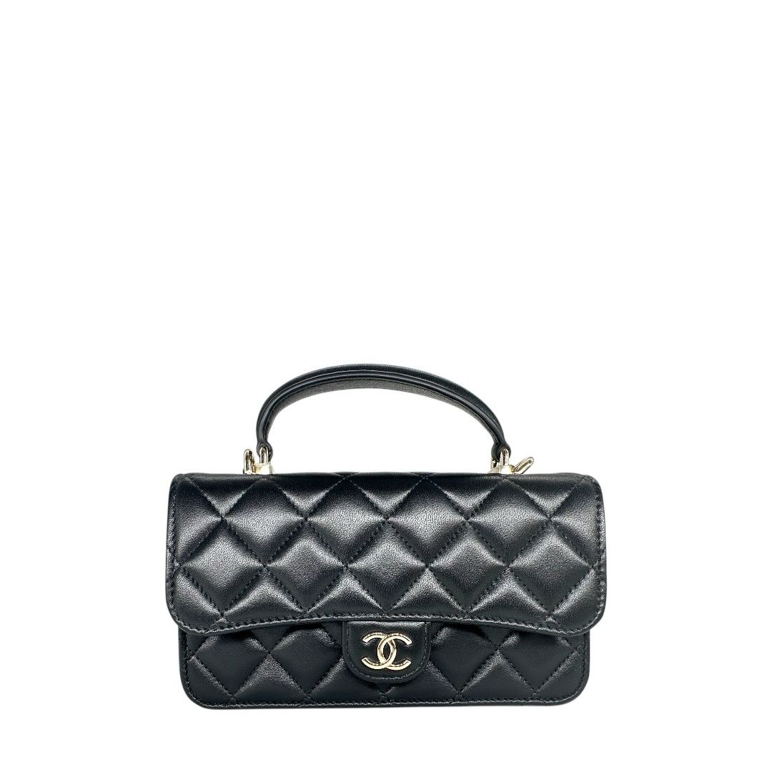 Chanel Lambskin Quilted Flap Top Handle Bag
