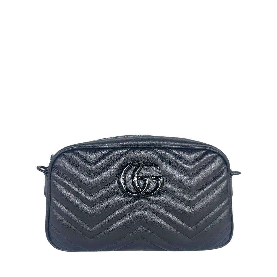 Gucci Calfskin Matelasse Monochrome Small GG Marmont Chain Shoulder Bag