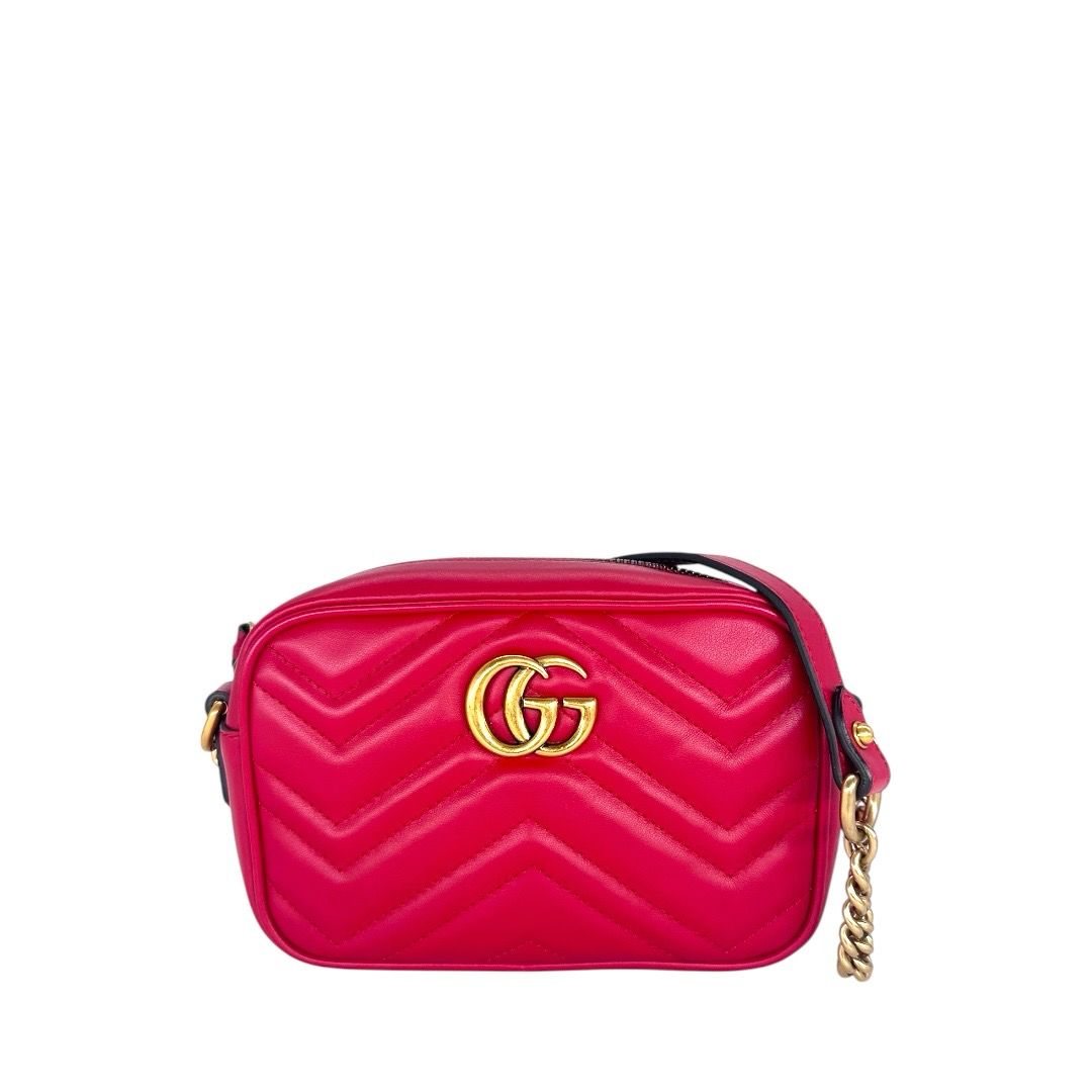 Gucci Calfskin Matelasse Mini GG Marmont Chain Bag..