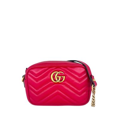 Gucci Calfskin Matelasse Mini GG Marmont Chain Bag..