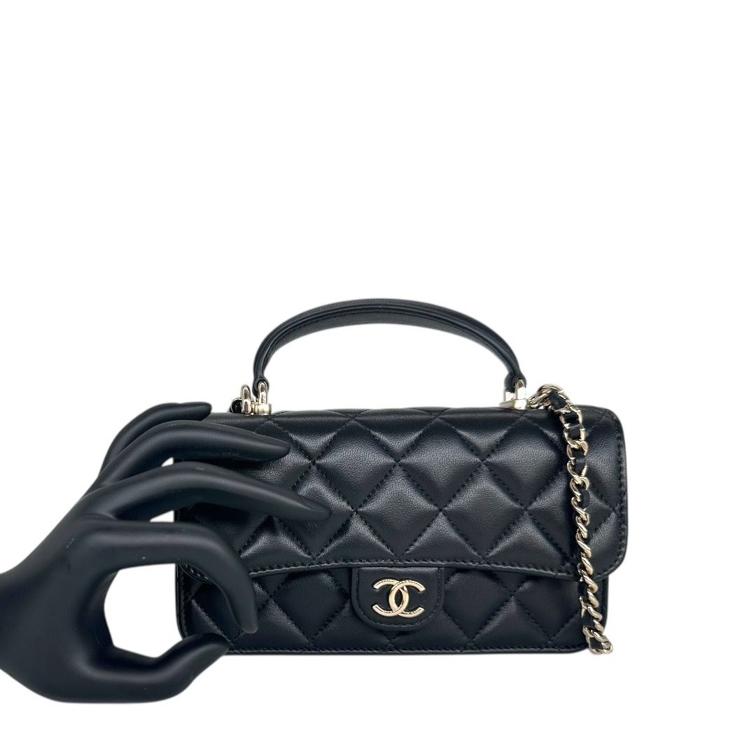 Chanel Lambskin Quilted Flap Top Handle Bag