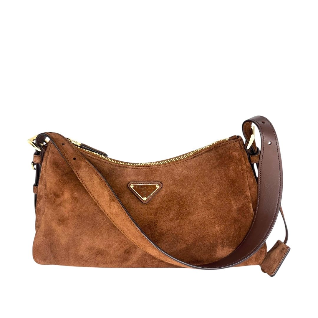 Alexandra Nelson DOWNPAYMENT Prada Scamosciato Suede Medium Aimee Shoulder Bag