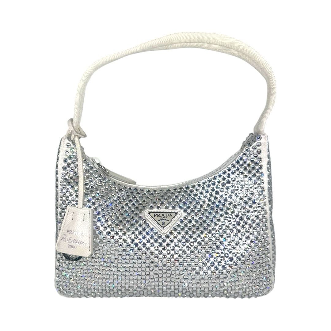 Prada Satin Crystal Mini Re-Edition 2000 Handbag