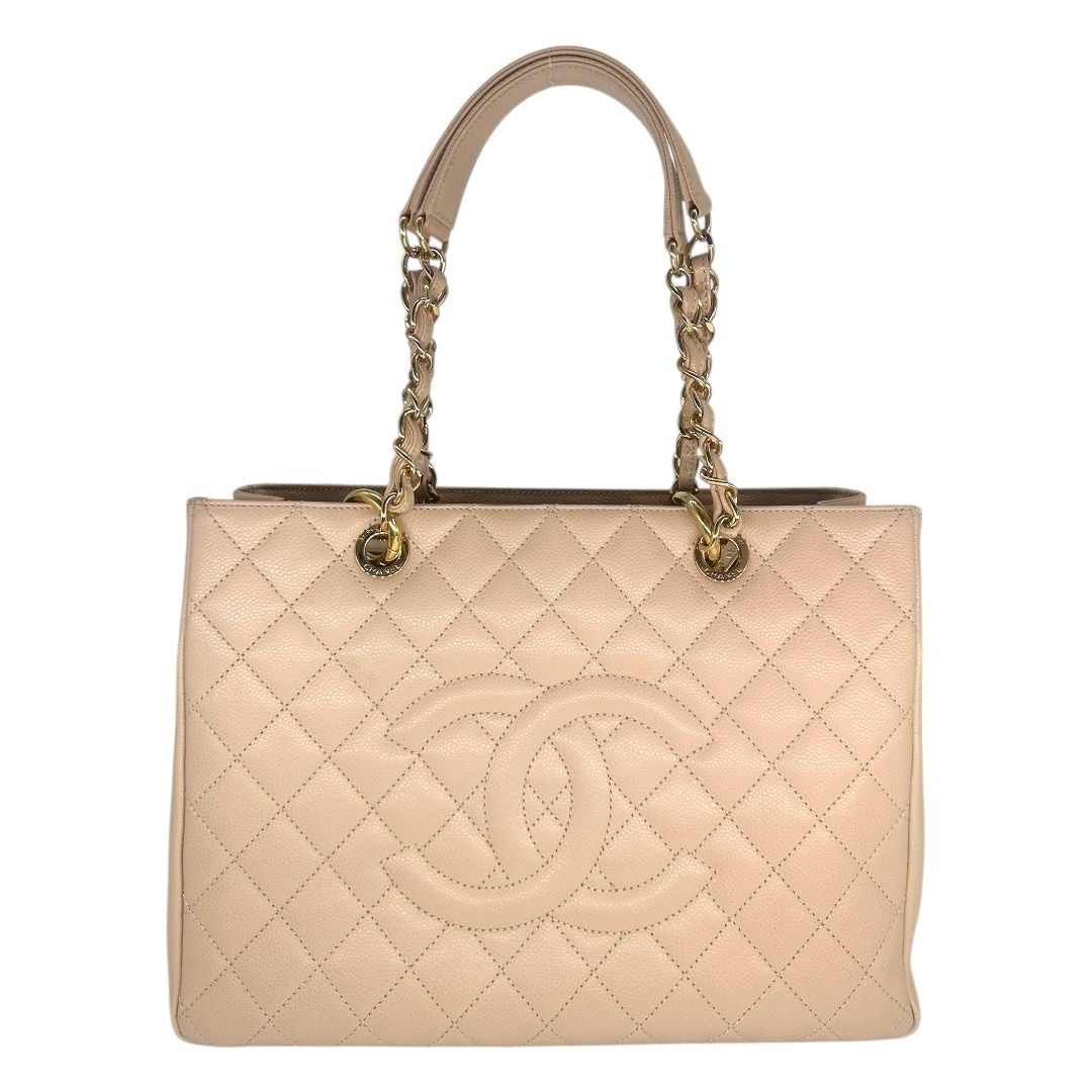 Chanel Tan Caviar Grand Shopping Tote.