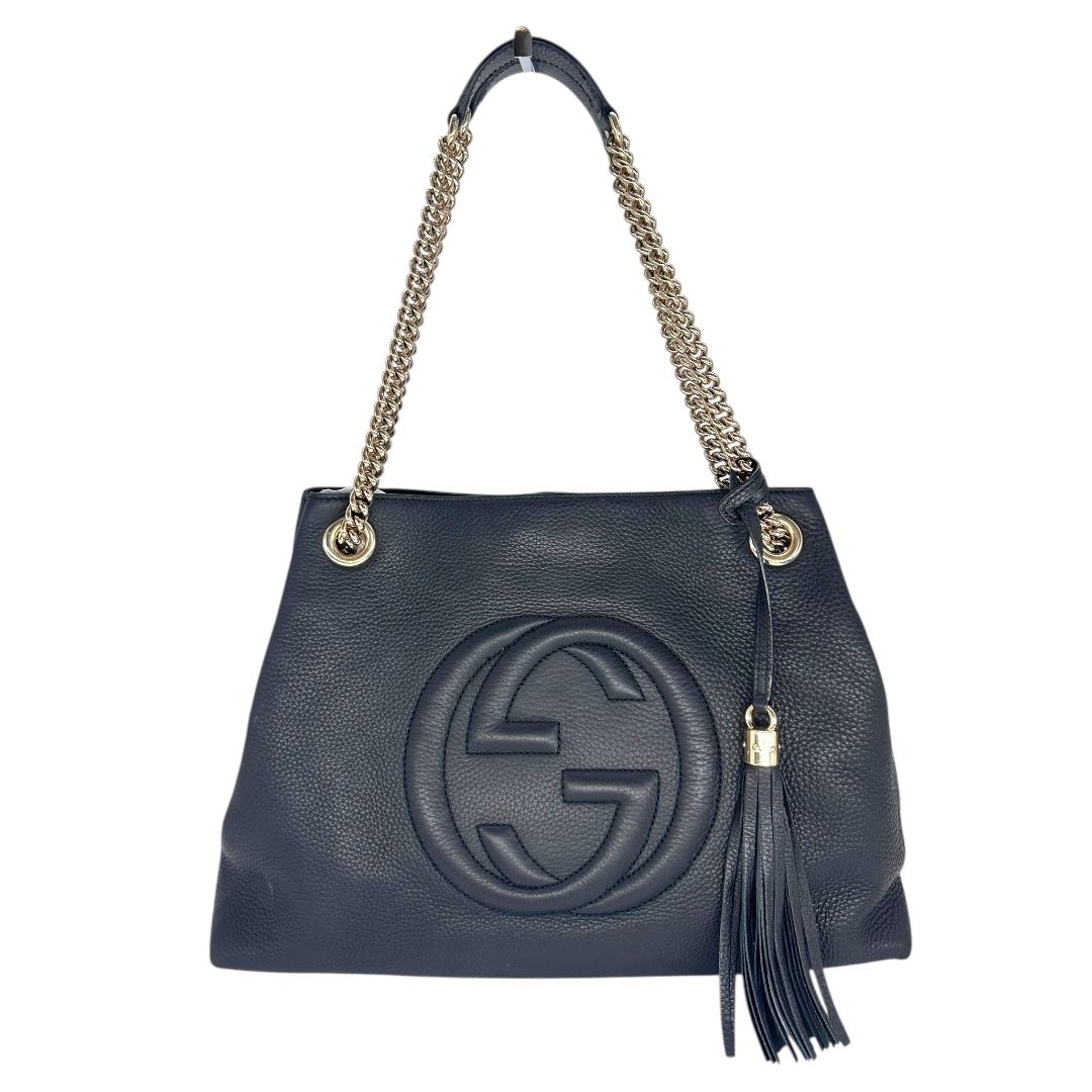 Gucci Black Pebbled Calfskin Medium Soho Charin Shoulder Bag