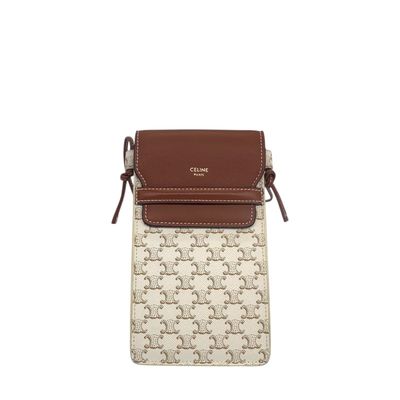Celine Phone Pouch in Triomphe Canvas and Lambskin