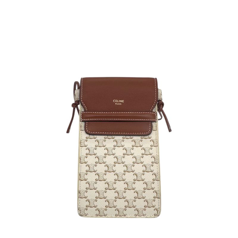 Celine Phone Pouch in Triomphe Canvas and Lambskin