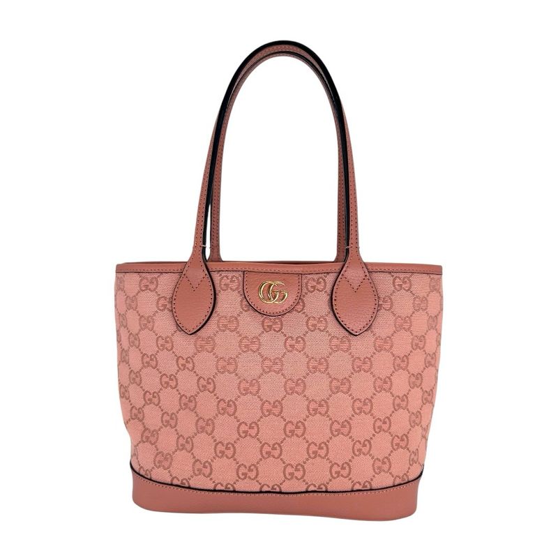 Gucci GG Pink Canvas Ophidia Top Handle Tote