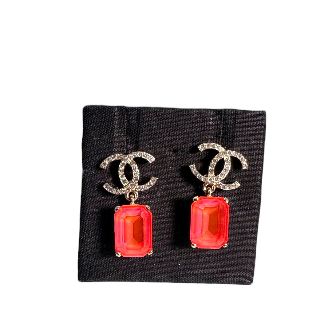 Chanel CC Crystal Drop Earrings