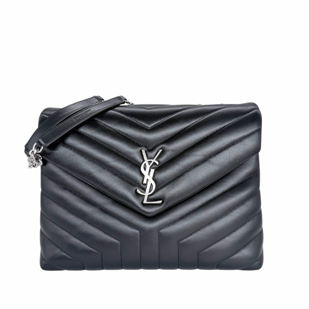 Saint Laurent Calfskin Y Quilted Monogram Medium Loulou Chain Satchel.