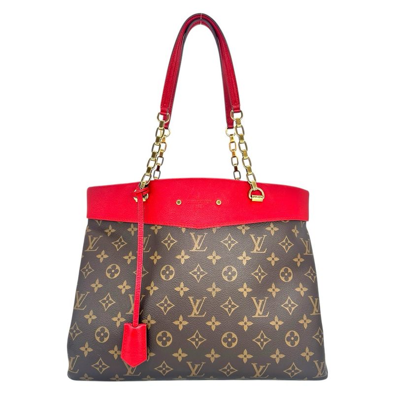Louis Vuitton Monogram and Red Pallas Shopper