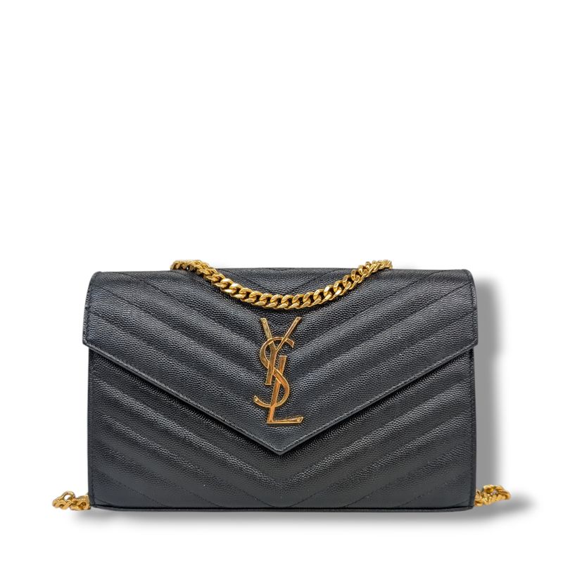 Saint Laurent Grain De Poudre Matelasse Chevron Monogram WOC