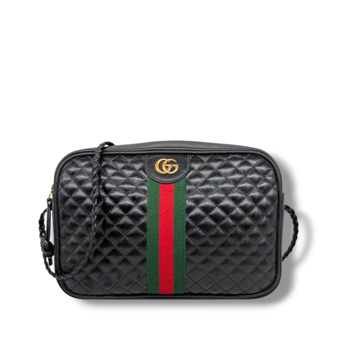 Gucci Calfskin Web Trapuntata Small GG Shoulder Bag