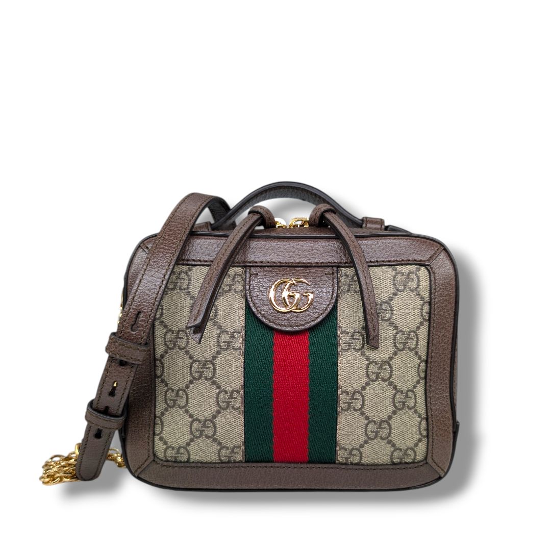 Gucci GG Supreme Monogram Mini Ophidia Top Handle Shoulder Bag