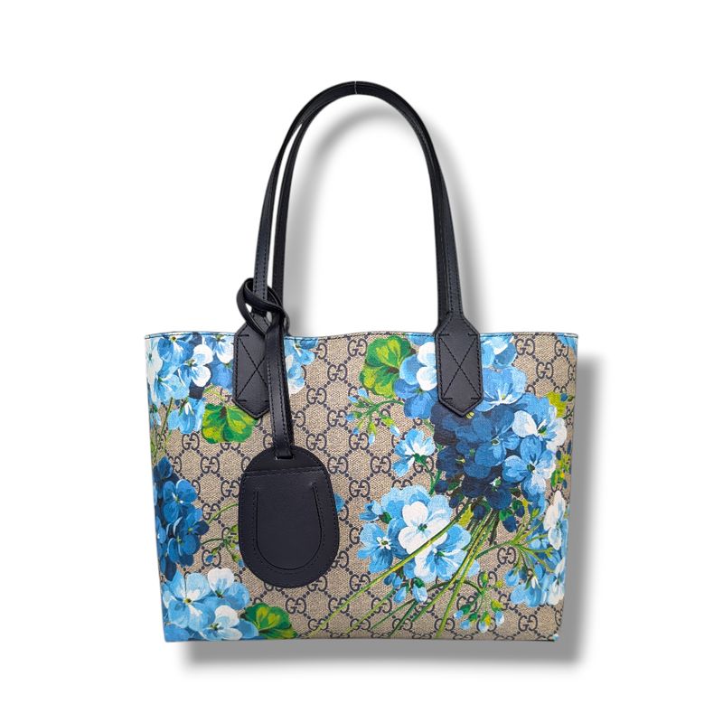 Gucci GG Supreme Reversible Blooms Tote (Blue)