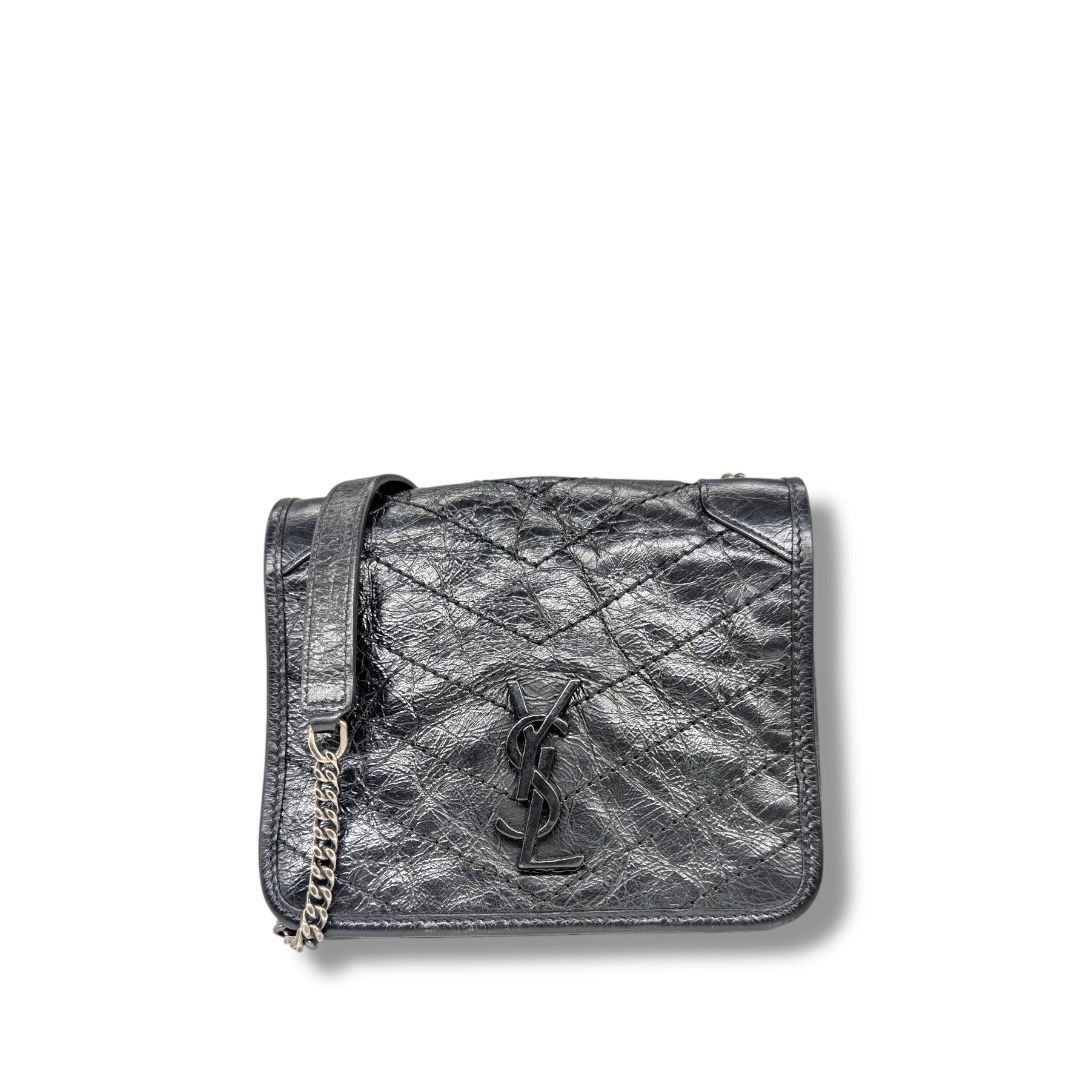 Saint Laurent Crinkled Calfskin Matelasse Monogram Niki Chain