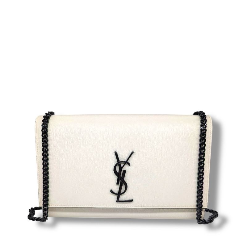 Saint Laurent Grain De Poudre Medium Kate Satchel Porcellana