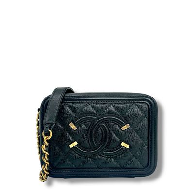 Chanel Caviar Quilted CC Mini Filigree Vanity Chain Bag