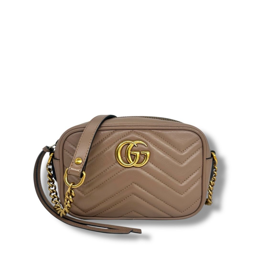 Gucci Calfskin Matelasse Mini GG Marmont Chain Shoulder Bag