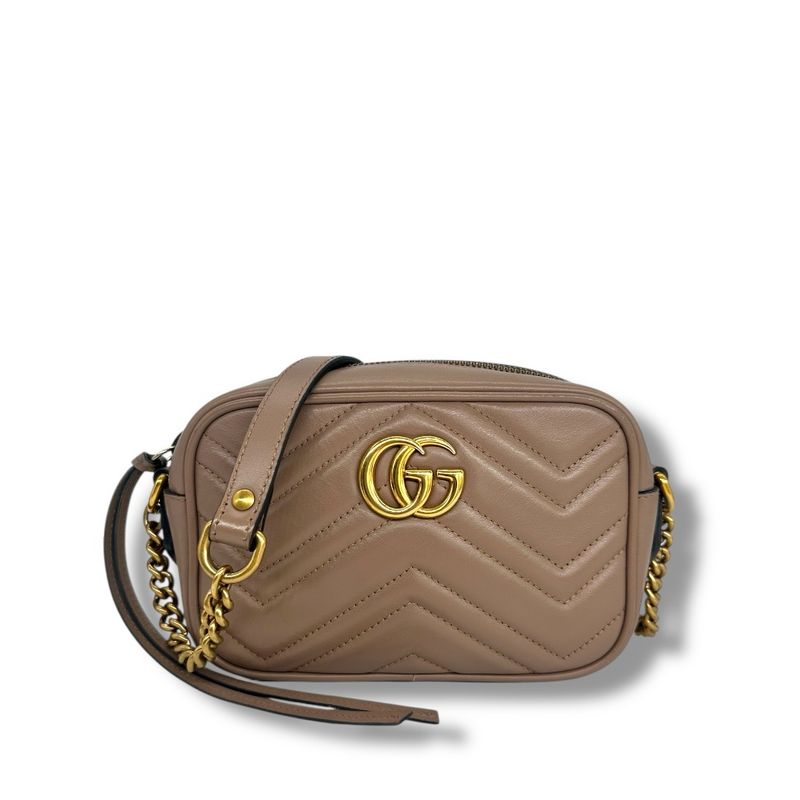 Gucci Calfskin Matelasse Mini GG Marmont Chain Shoulder Bag
