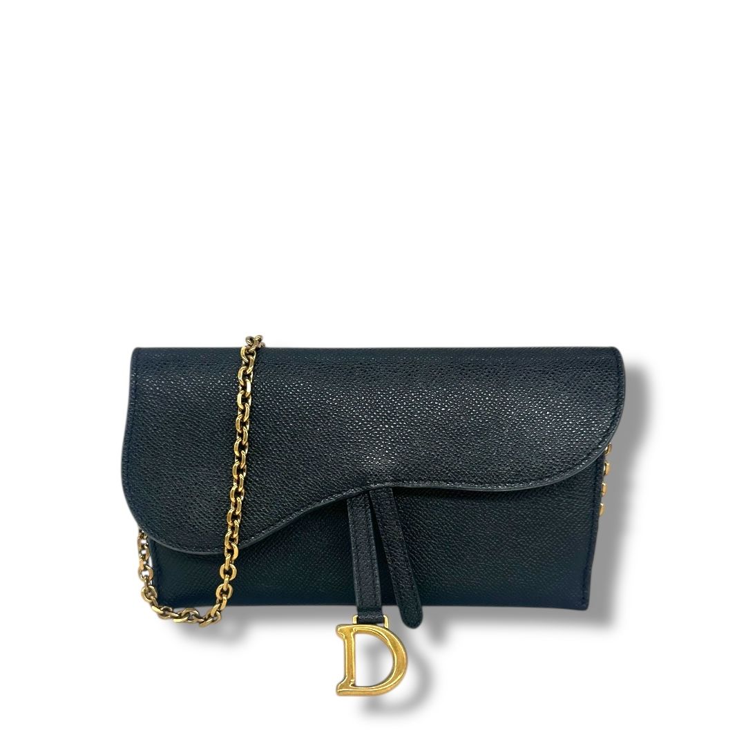 Christian Dior Grained Calfskin Saddle Chain Pouch