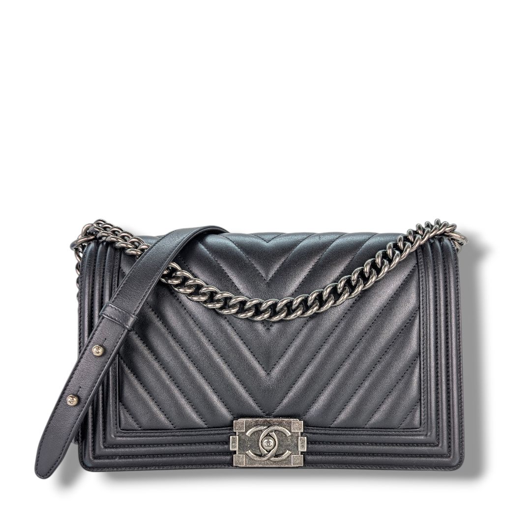 Chanel Caviar Quilted Large Boy Flap (Black)