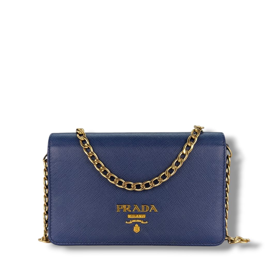 Prada Saffiano Lux Chain Wallet