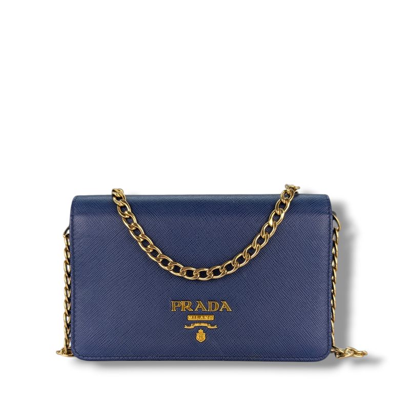 Prada Saffiano Lux Chain Wallet