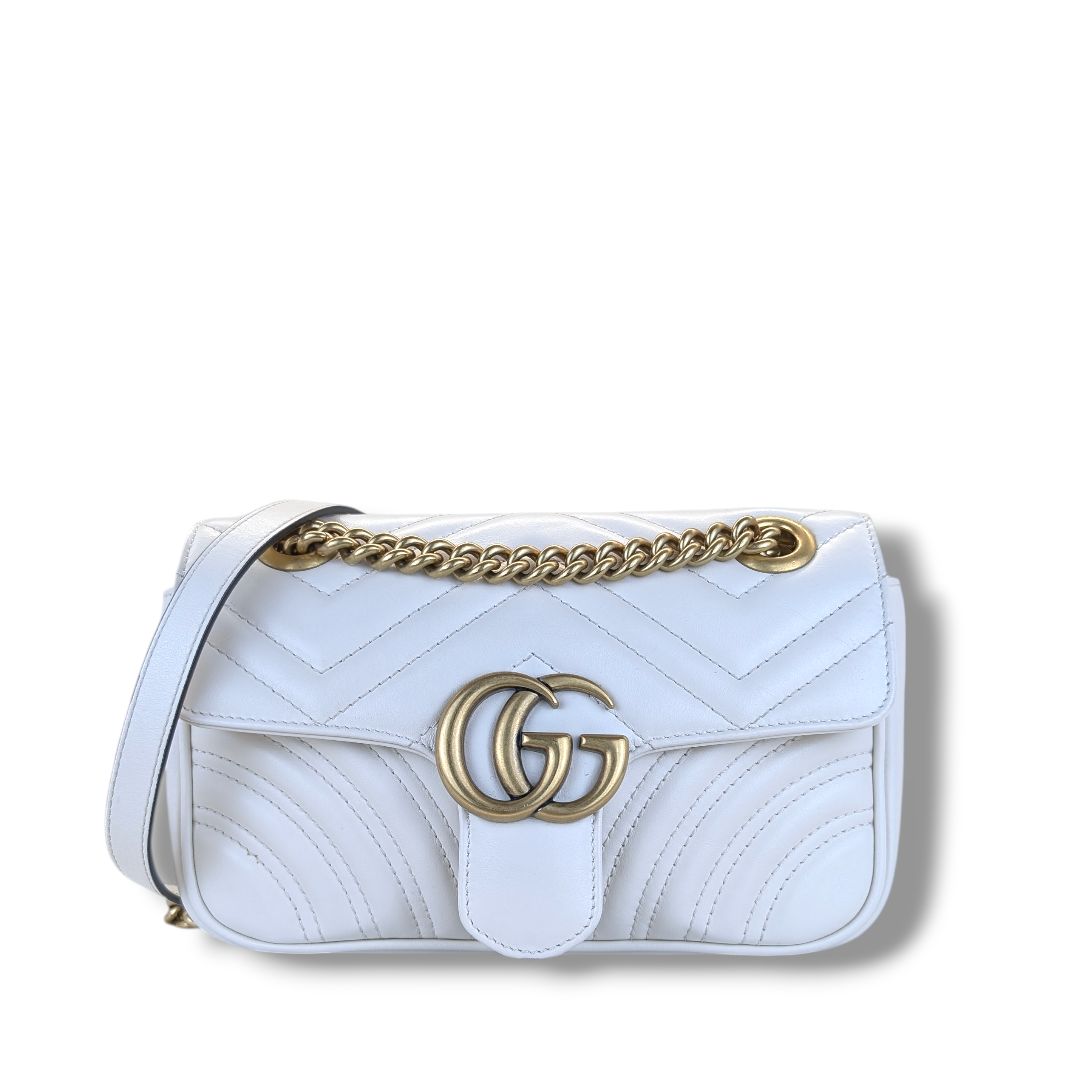 Gucci Calfskin Matelasse GG Marmont (White)
