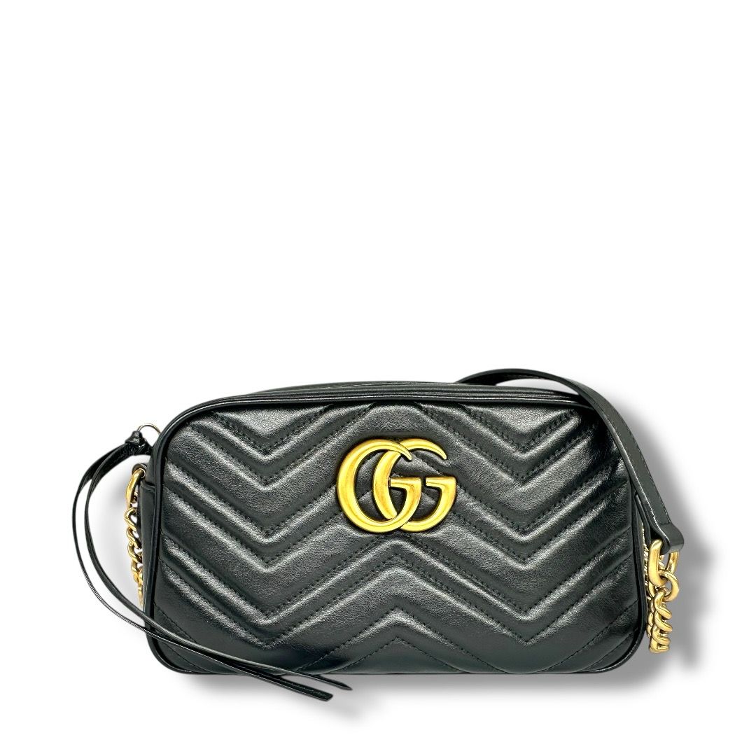 Gucci Calfskin Matelasse Small GG Marmont Chain Shoulder Bag