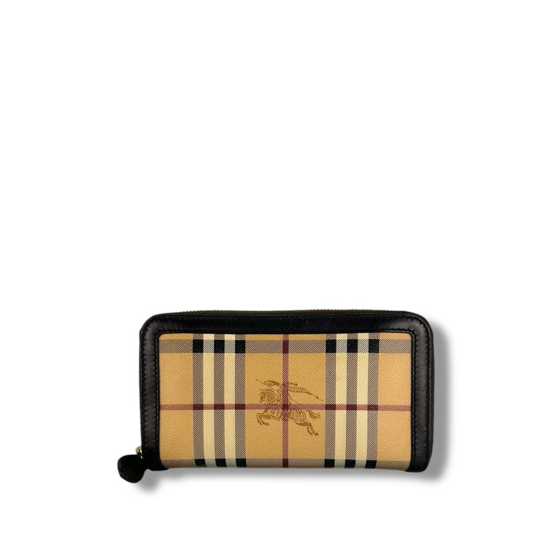 Burberry Haymarket Check Large Ziggy Zip Around Wallet