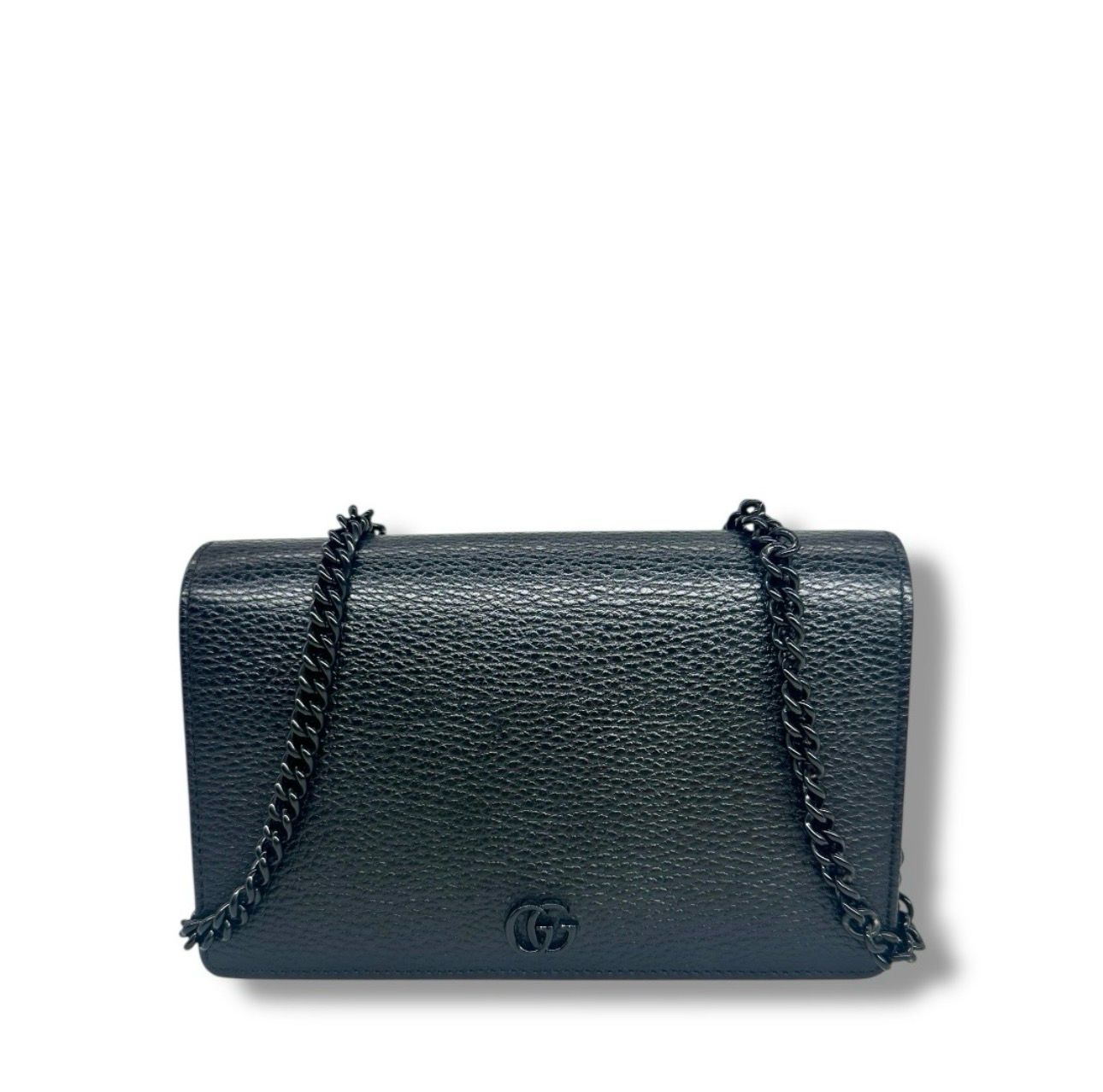 Gucci Black Leather Mini GG Marmont Chain Bag