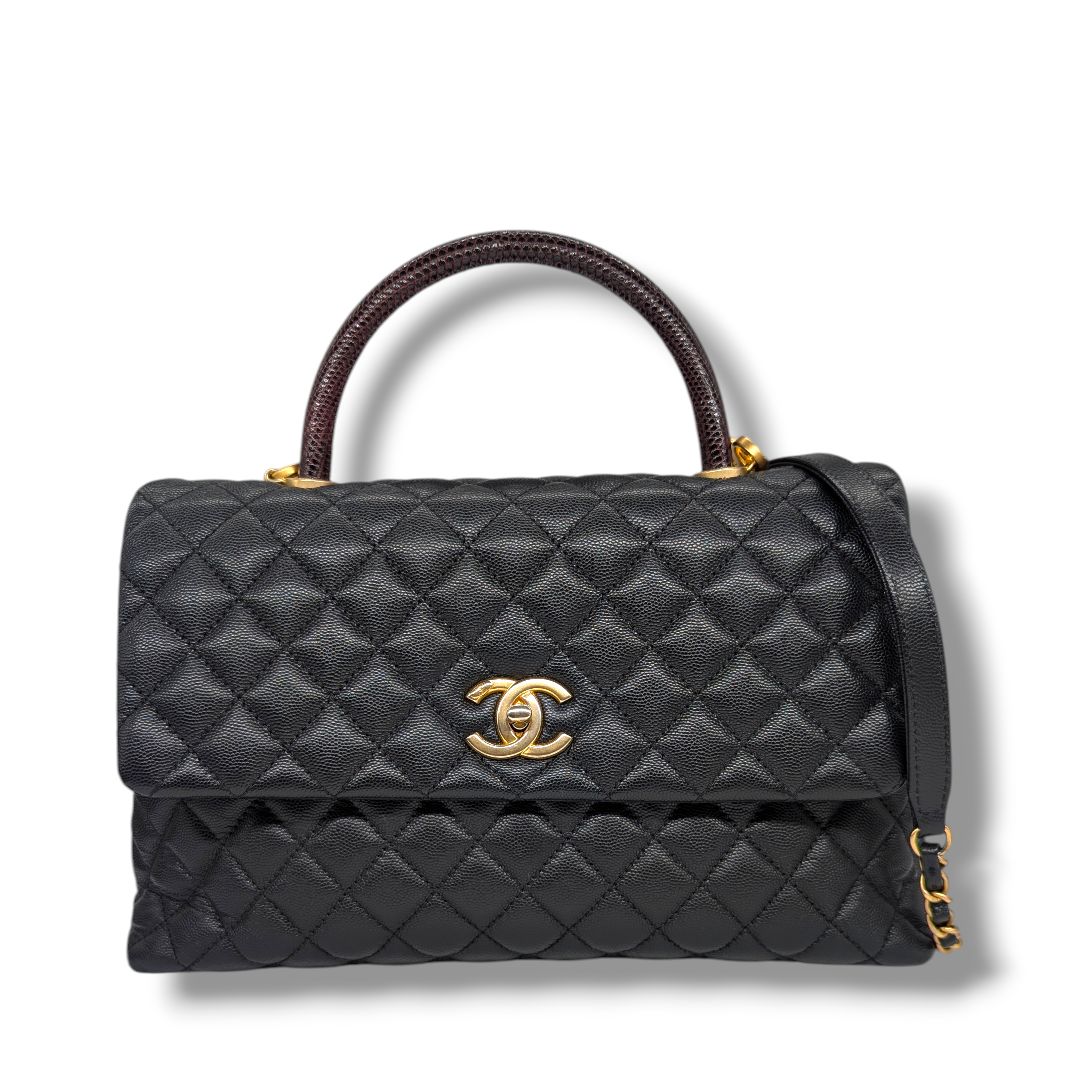 Chanel Lizard Quilted Large Coco Top Handle