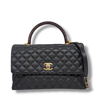 Chanel Lizard Quilted Large Coco Top Handle