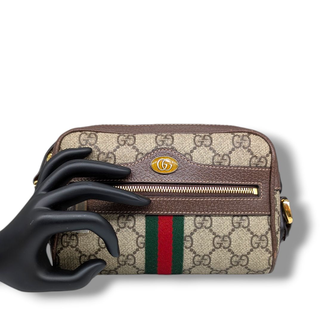 Gucci GG Supreme Monogram Web Mini Ophidia Shoulder Bag