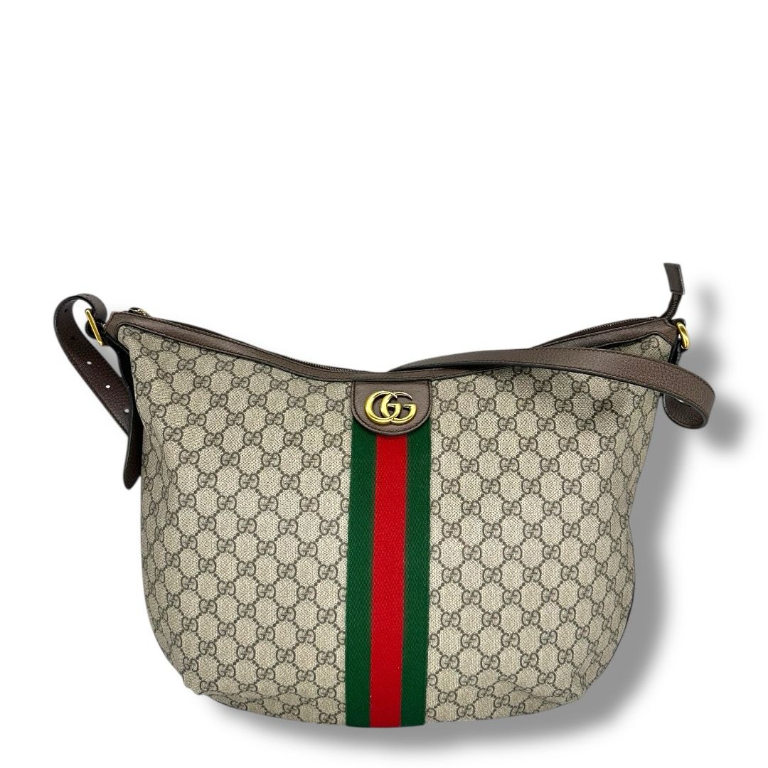 Gucci GG Supreme Monogram Web Large Ophidia Half Moon Hobo