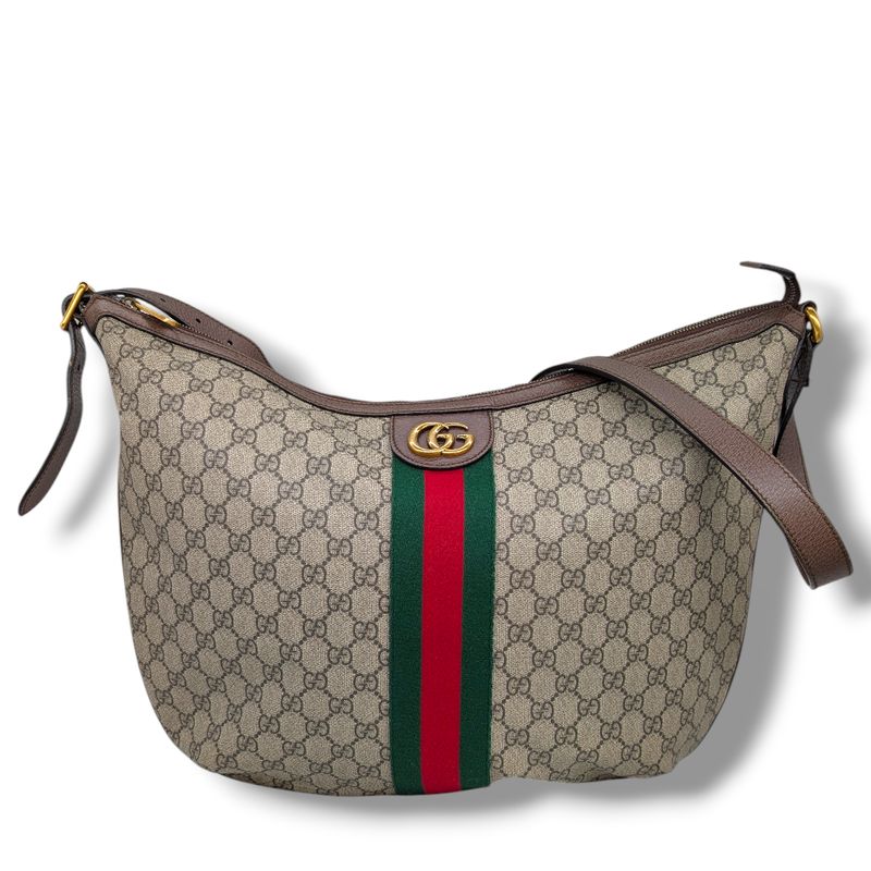 Gucci GG Supreme Monogram Web Large Ophidia Half Moon Hobo