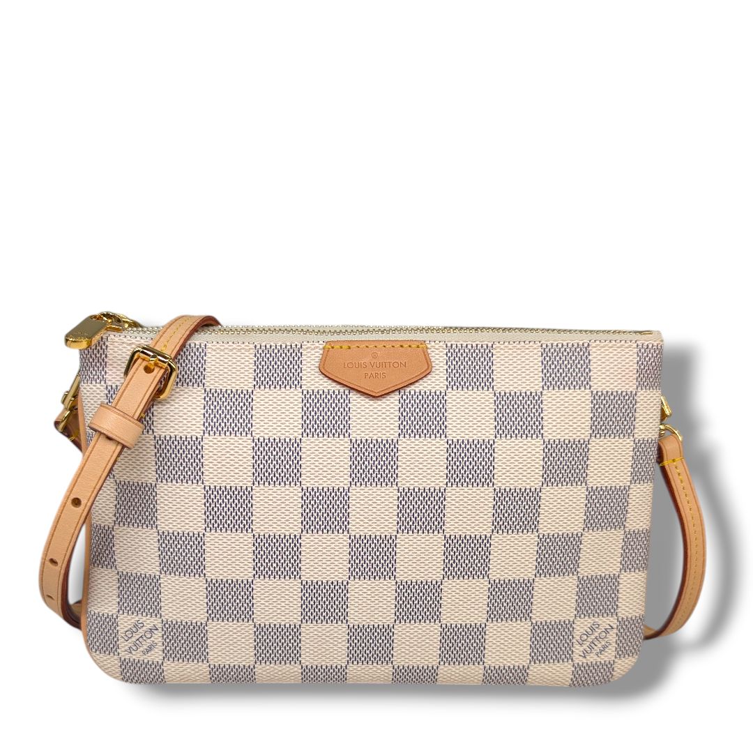 Louis Vuitton Damier Azur Double Zip Pochette.