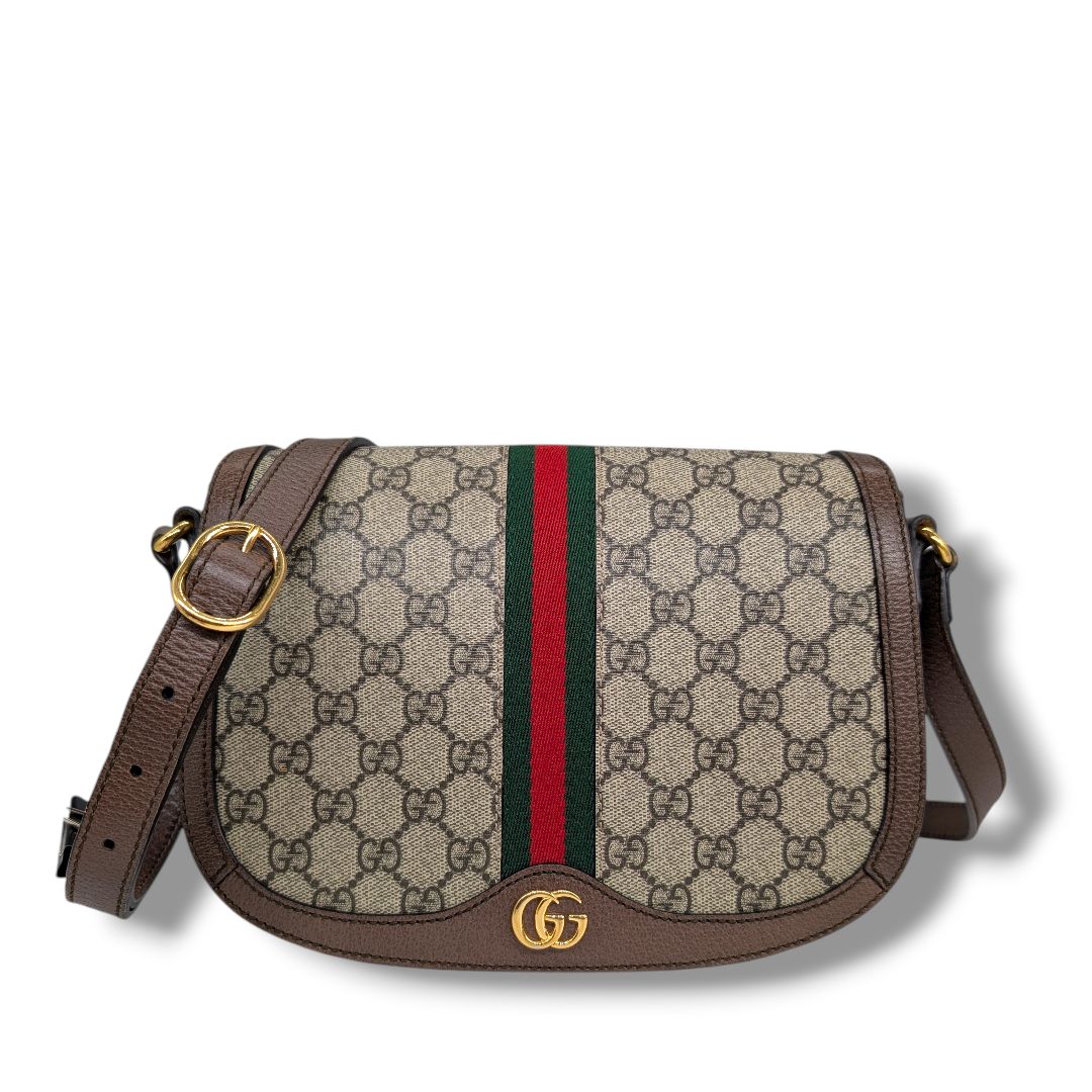 Gucci GG Supreme Monogram Web Ophidia Flap Messenger Bag